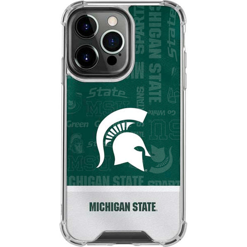 Michigan State University Jersey Split iPhone 14 Pro Clear Case